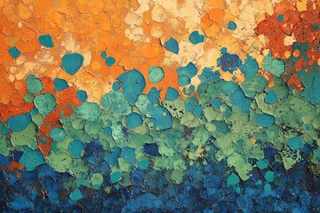 Abstract textured painting with vibrant colors