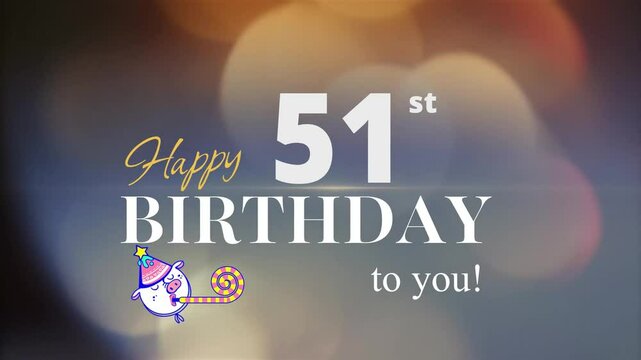 51st Happy Birthday, with gold particles Background, 51st Year Happy Birthday Wishes Greeting card, birthday card, invitation card, Celebration, party, Birthday wishes