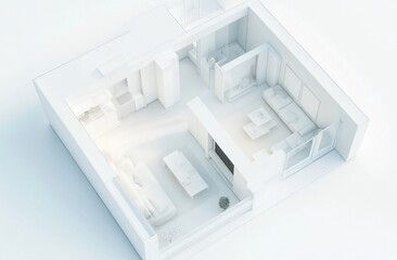 White Minimalist Apartment Layout