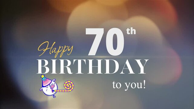 70th Happy Birthday, with gold particles Background, 70th Year Happy Birthday Wishes Greeting card, birthday card, invitation card, Celebration, party, Birthday wishes