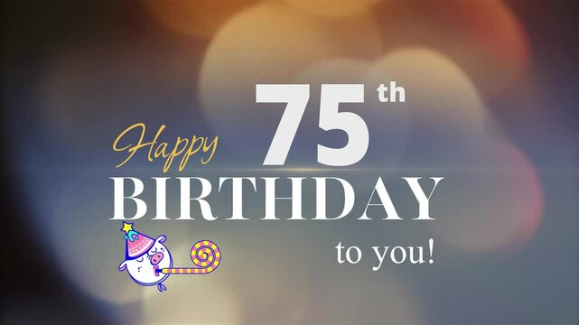 75th Happy Birthday, with gold particles Background, 75th Year Happy Birthday Wishes Greeting card, birthday card, invitation card, Celebration, party, Birthday wishes