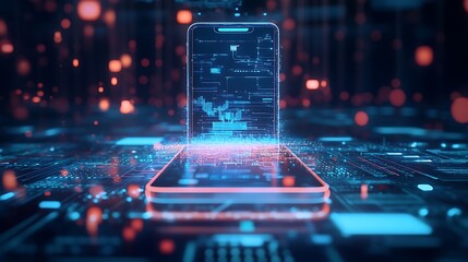 Mobile Financial Solutions and Digital Transformation Concept in 3D 