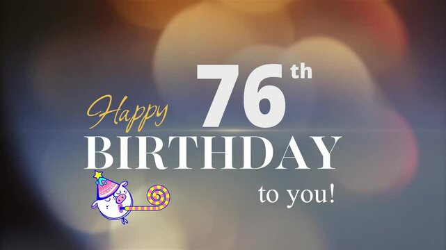 76th Happy Birthday, with gold particles Background, 76th Year Happy Birthday Wishes Greeting card, birthday card, invitation card, Celebration, party, Birthday wishes