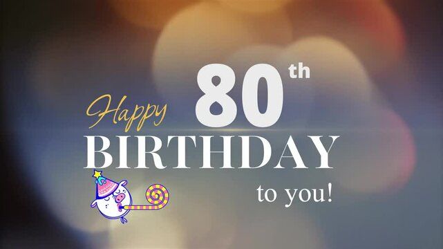 80th Happy Birthday, with gold particles Background, 80th Year Happy Birthday Wishes Greeting card, birthday card, invitation card, Celebration, party, Birthday wishes
