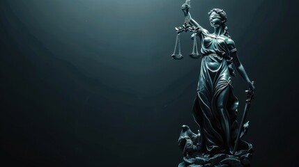 lady justice statue on dark background symbol of law and justice legal concept
