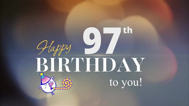 97th Happy Birthday, with gold particles Background, 97th Year Happy Birthday Wishes Greeting card, birthday card, invitation card, Celebration, party, Birthday wishes