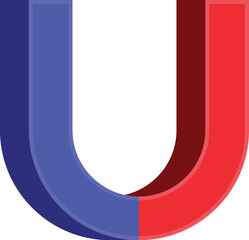 U shaped magnet with blue and red poles attracting metal objects © nsit0108