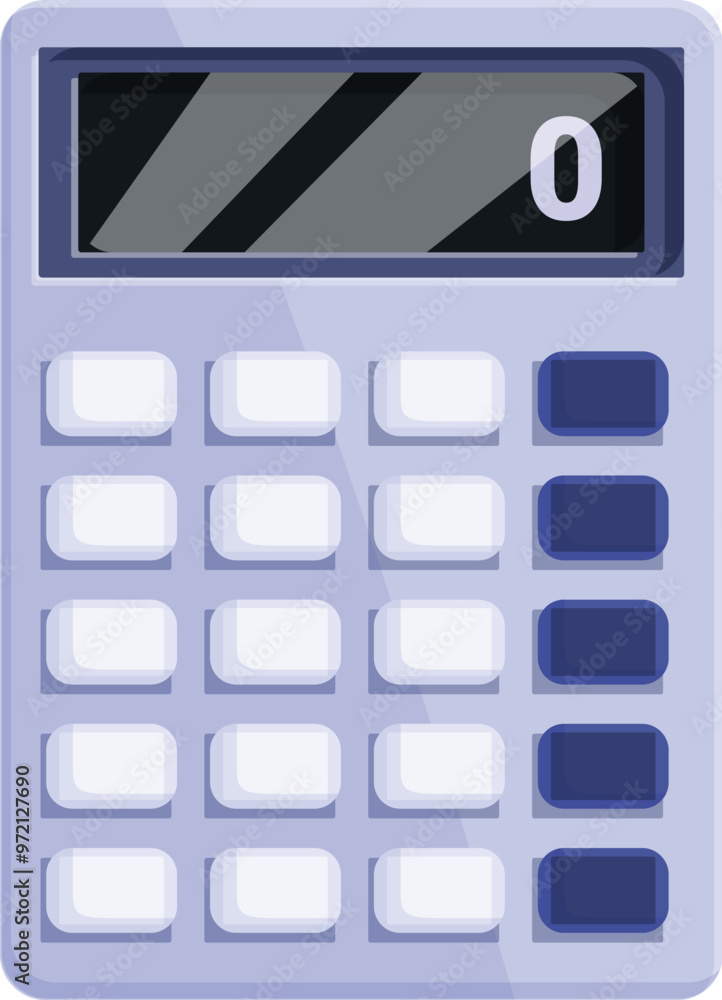 Poster modern calculator displaying zero result icon, isolated on white background
