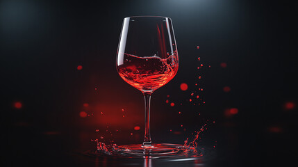 Glass of red wine on black smoky background elegant