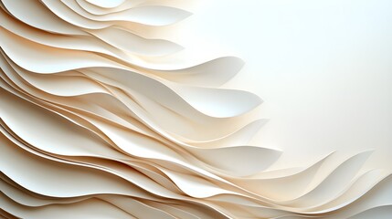 Minimalist abstract design with gentle curves and warm pastel hues, smooth shapes floating harmoniously, creating a serene and meditative visual experience