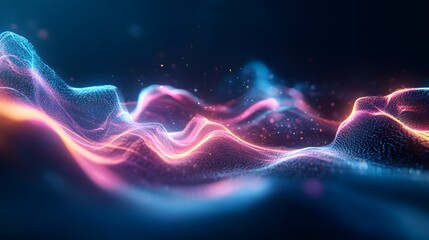 Obraz premium Neon abstract shapes, fluid motion, vibrant colors, futuristic tech background, deep space vibes