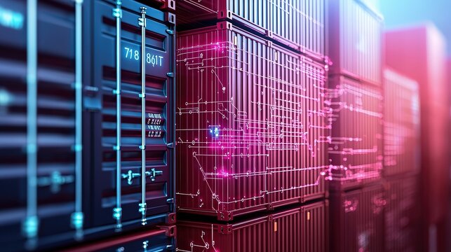 IoT in logistics, featuring smart containers, GPS tracking, and real-time delivery updates