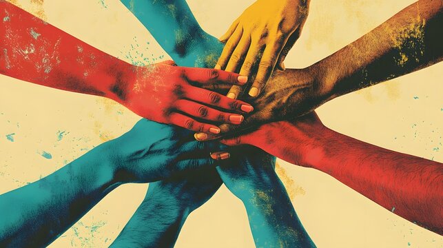 A Circular Arrangement of Interlocking Hands of Diverse Skin Tones