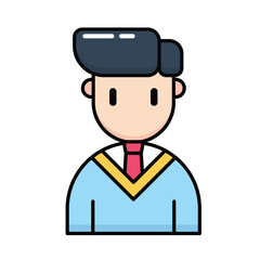 Boys student learning icon, Outline symbol icon. Editable vector stroke.