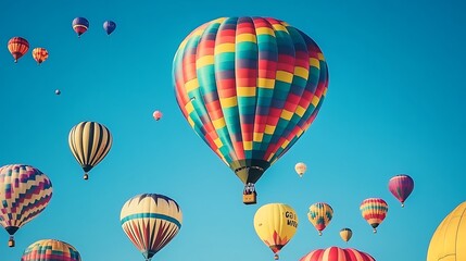 Obraz premium Vibrant Colorful Hot Air Balloon Festival Soaring in the Sky 