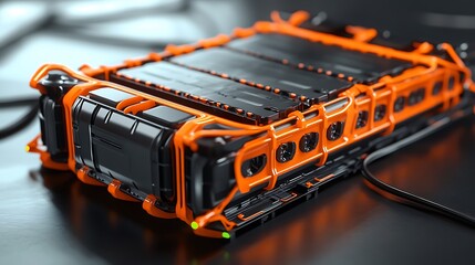 Futuristic Battery Pack with Orange Housing