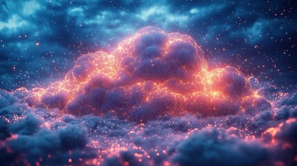A vibrant, glowing cloud formation amidst a dramatic sky.