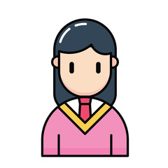 Girl student character avatar learning icon, Outline symbol icon. Editable vector stroke.