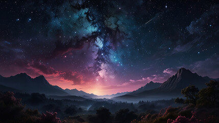 Celestial Symphony: Dreamlike Night Sky. Generative AI