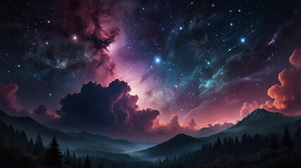 Celestial Symphony: Dreamlike Night Sky. Generative AI
