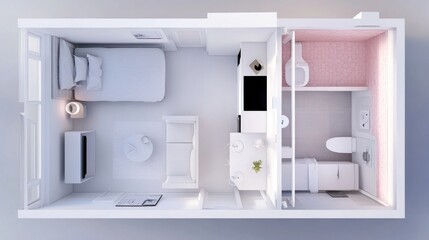 Top-Down View of a Modern Studio Apartment