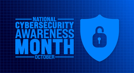 National Cyber security or Cybersecurity Awareness Month background or banner design template is observed every year in October. Holiday concept. Template for card, poster, placard, template. eps 10