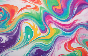 Fototapeta premium Abstract marbled acrylic paint ink painted waves painting texture colorful background banner