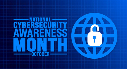 National Cyber security or Cybersecurity Awareness Month background or banner design template is observed every year in October. Holiday concept. Template for card, poster, placard, template. eps 10