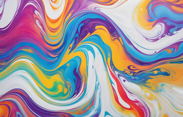 Obraz premium Abstract marbled acrylic paint ink painted waves painting texture colorful background banner