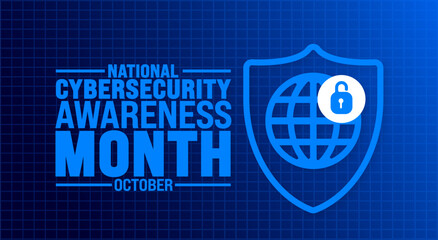 National Cyber security or Cybersecurity Awareness Month background or banner design template is observed every year in October. Holiday concept. Template for card, poster, placard, template. eps 10