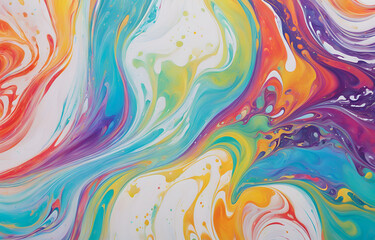 Fototapeta premium Abstract marbled acrylic paint ink painted waves painting texture colorful background banner