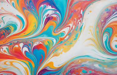 Obraz premium Abstract marbled acrylic paint ink painted waves painting texture colorful background banner