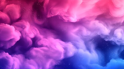 Fototapeta premium Swirling pastel clouds with stars, soft tones, seamless pattern, dreamy and magical, gentle brush strokes, vaporwave-inspired palette.