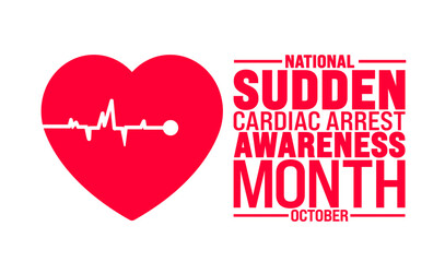 sudden cardiac arrest awareness month background or banner design template is observed every year in October. Holiday concept. Template for card, poster, placard, template. eps 10