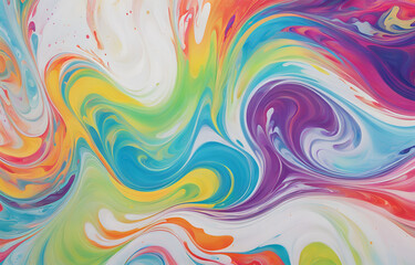 Obraz premium Abstract marbled acrylic paint ink painted waves painting texture colorful background banner
