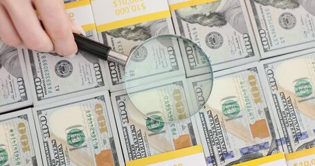 Detailed overview of genuine banknotes and security at exchange office