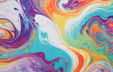 Obraz premium Abstract marbled acrylic paint ink painted waves painting texture colorful background banner