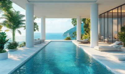 Fototapeta premium Luxury Pool with Ocean View