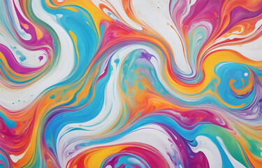 Obraz premium Abstract marbled acrylic paint ink painted waves painting texture colorful background banner
