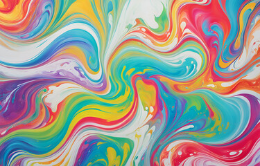 Obraz premium Abstract marbled acrylic paint ink painted waves painting texture colorful background banner