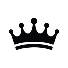 Crown icon flat style vector illustration for graphic and web design. Royal king crown symbol isolated on white background. Simple and minimal king crown black silhouette