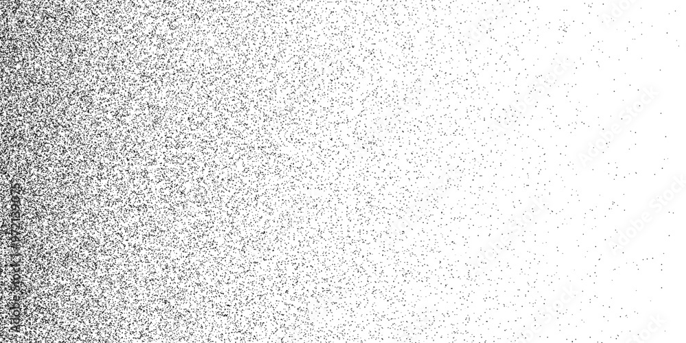 Poster Noise dot grain background. Vector dotwork pattern. Dotted texture with subtle gradient. Black stipple sand grain effect. Abstract grunge monochrome surface, overlay with stochastic stipple spray.