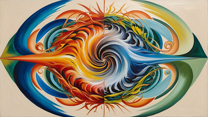 Fototapeta premium background pattern featuring a colorful and psychedelic vortex spiral design. 