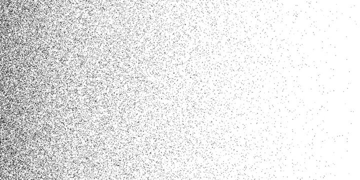 Noise dot grain background. Vector dotwork pattern. Dotted texture with subtle gradient. Black stipple sand grain effect. Abstract grunge monochrome surface, overlay with stochastic stipple spray.