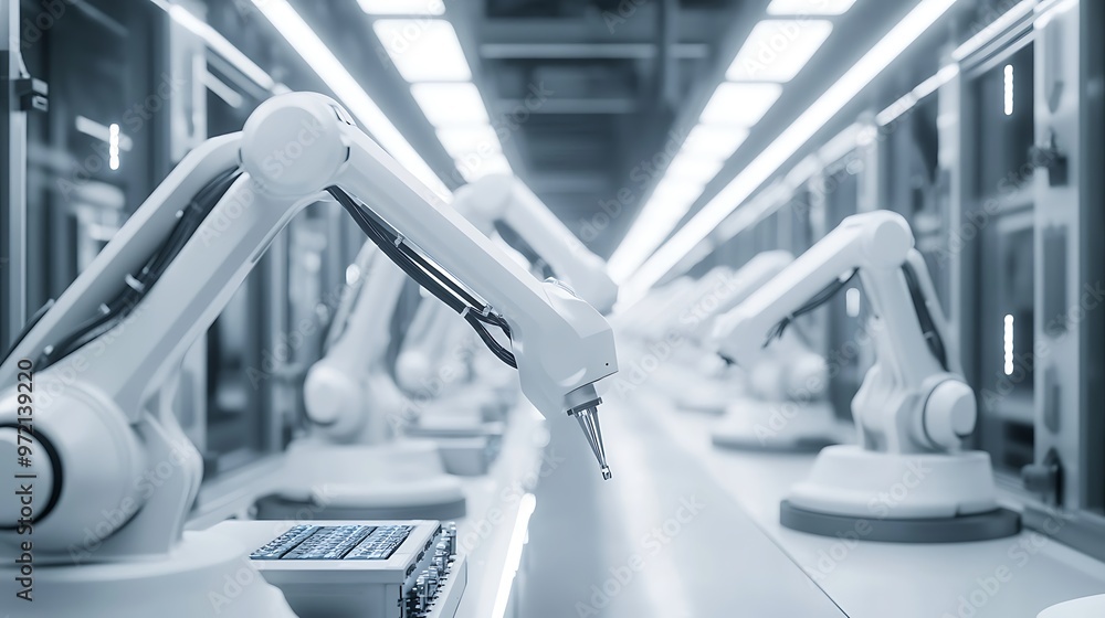 Poster industrial robotics: automation and efficiency in a modern factory