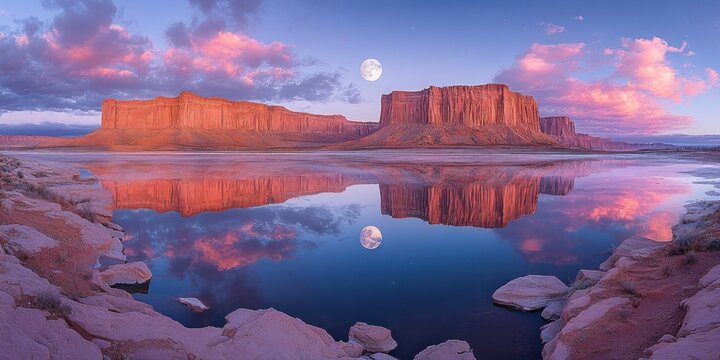 Moonlit Reflection on Lake Powell