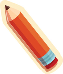 Classic orange pencil for writing, drawing and sketching, lying on a light background