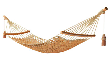 Obraz premium A relaxing woven hammock, designed for comfort, perfect for use in gardens, patios, or outdoor retreats.