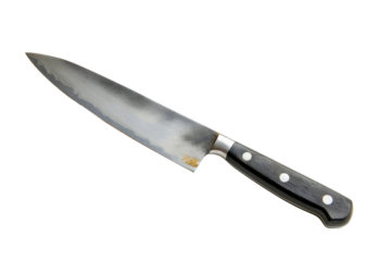 A sharp kitchen knife with a black handle, ideal for cooking, preparing ingredients, and enhancing culinary skills.