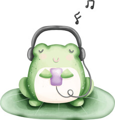 Frog listening to music.eps